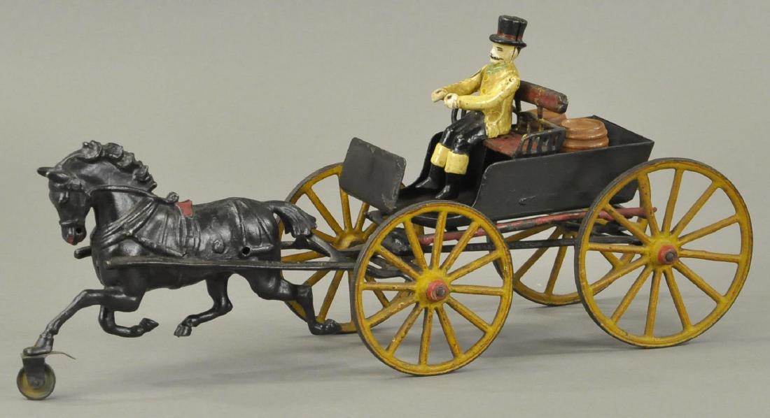 PRATT & LETCHWORTH SURREY: 195 PRATT & LETCHWORTH SURREY 15.5" w. Figure is replacement, horse is repainted.