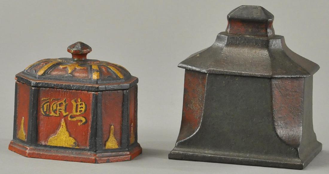 TWO CAST IRON TOBACCO BOXES (1 of 2)