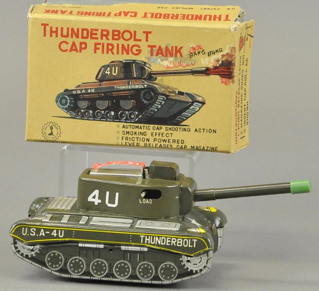 BOXED THUNDERBOLT CAP FIRING TANK: 418 BOXED THUNDERBOLT CAP FIRING TANK 6" l. All Original Condition.