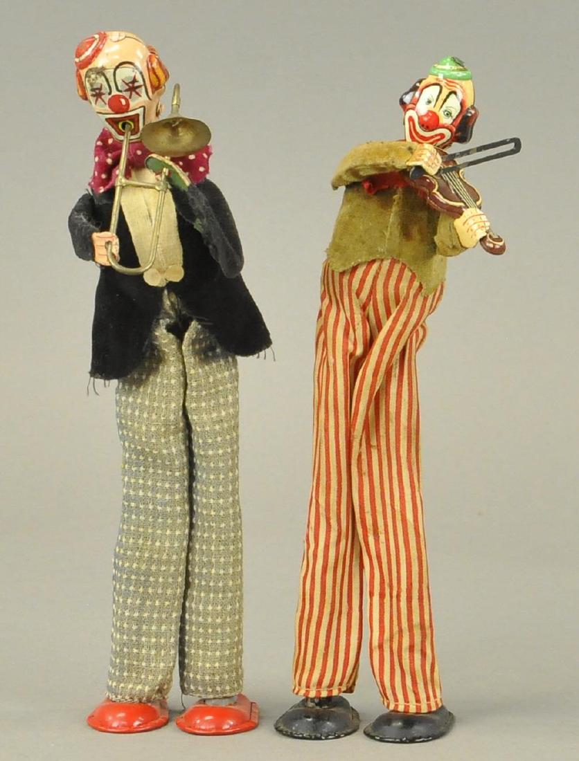 TWO JAPANESE TIN CLOWN MUSICIANS (1 of 3)