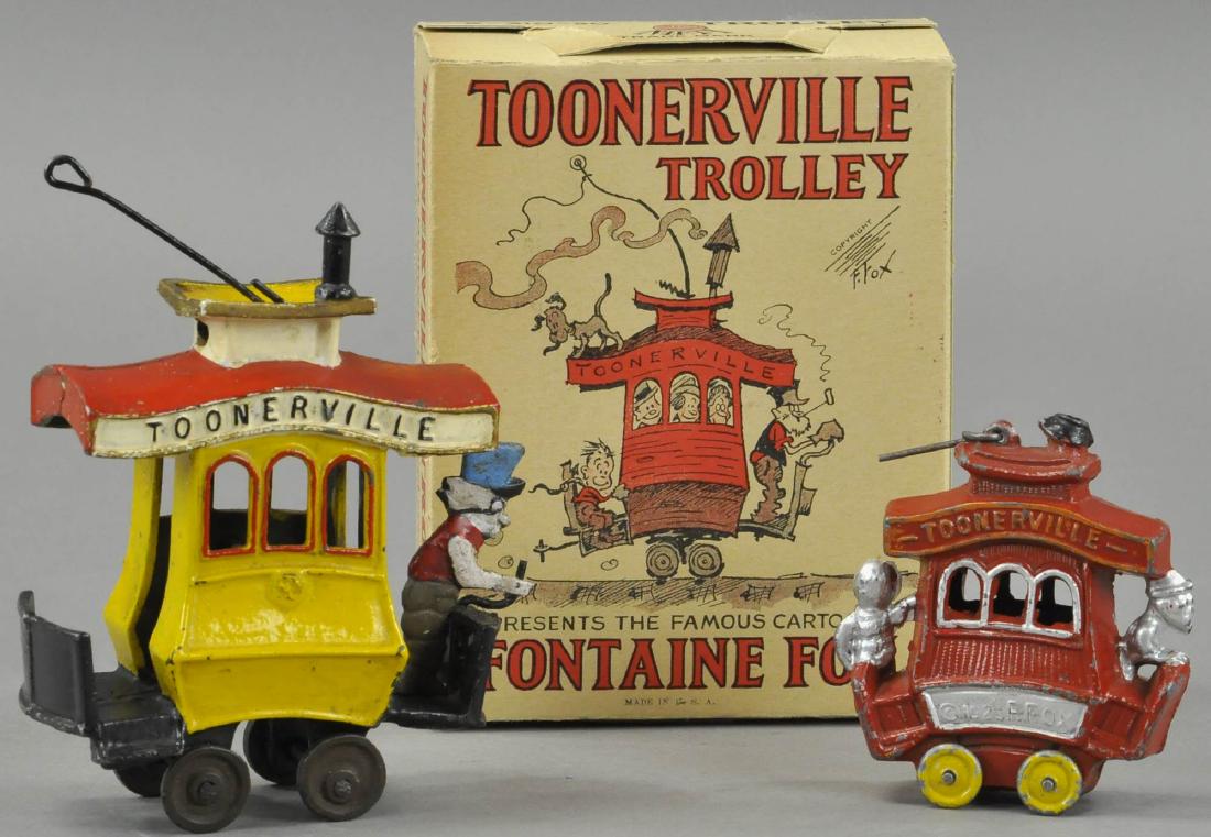 PAIR OF DIE CAST TOONERVILLE TROLLEYS (1 of 4)