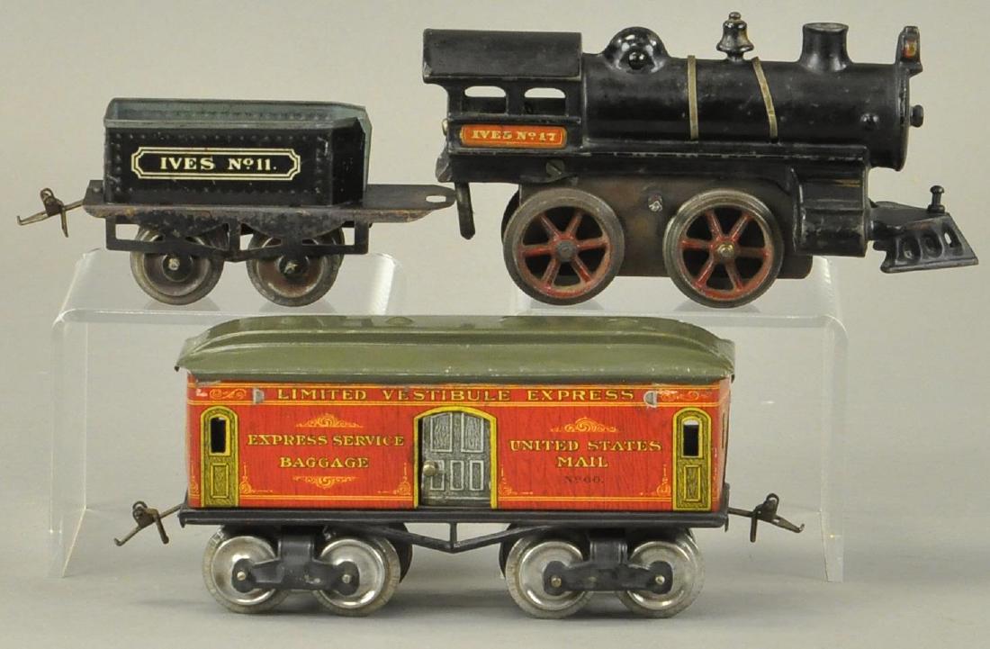 IVES #17 LOCO AND #11 TENDER W/ EARLY BAGGAGE CAR (1 of 4)