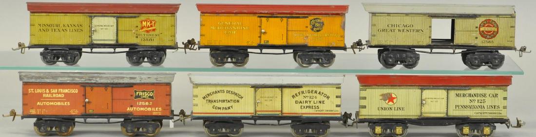LOT OF SIX IVES O GAUGE BOX CARS (1 of 4)