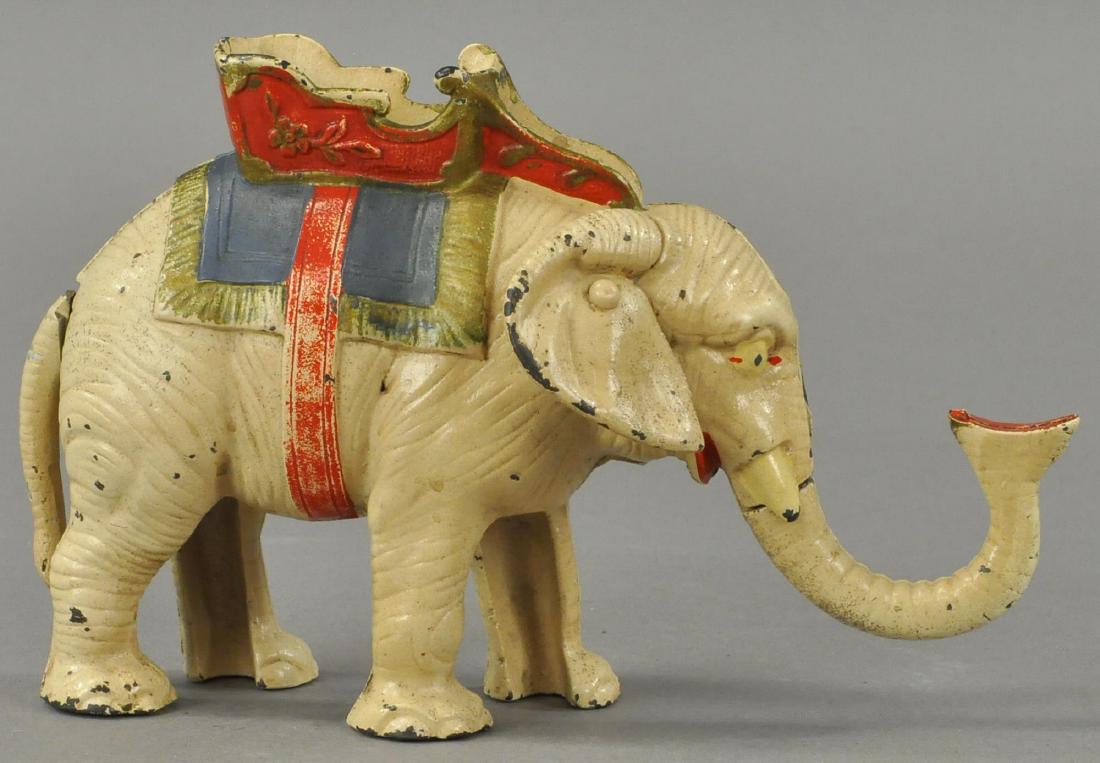 HUBLEY ELEPHANT PULL TAIL MECHANICAL BANK (1 of 3)