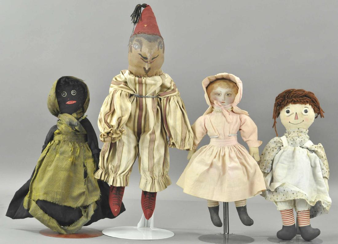 LOT OF FOUR ECLECTIC BUT APPEALING RAG DOLLS (1 of 2)