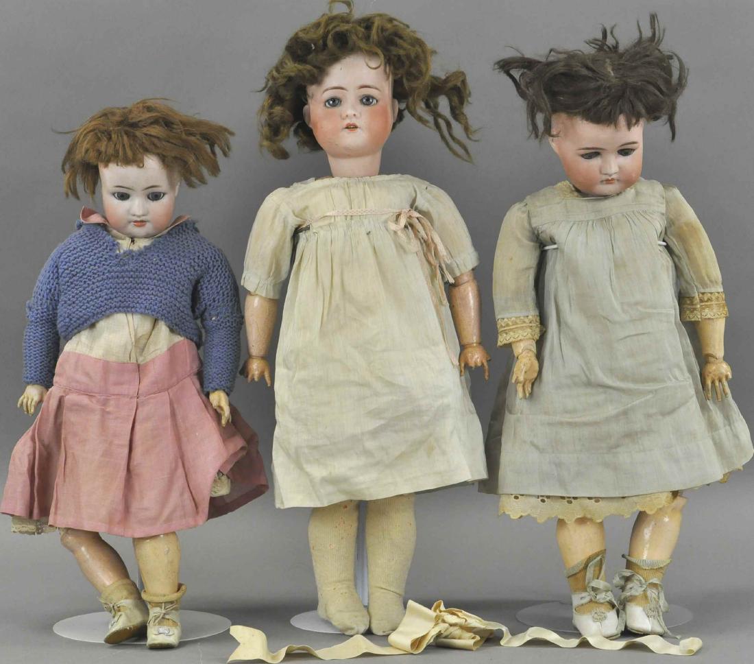 LOT OF THREE GERMAN BISQUE HEAD DOLLS (1 of 8)