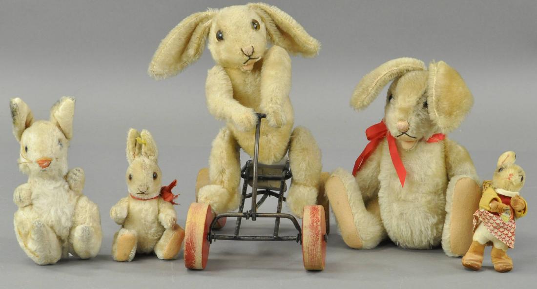 LOT OF FIVE STUFFED RABBITS (1 of 3)