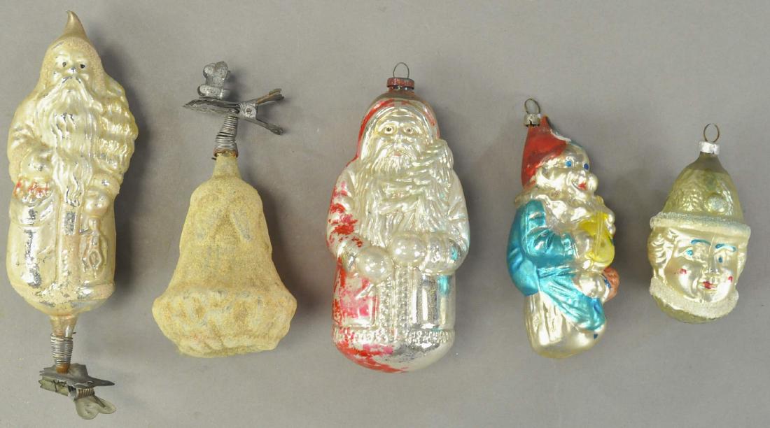 FIVE GERMAN BLOWN GLASS ORNAMENTS (1 of 2)