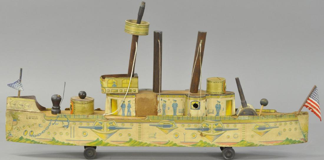 REED BATTLESHIP IOWA: 1252. REED BATTLESHIP IOWA | Cardboard loss to upper edges, some upper deck parts missing. | 29" l.