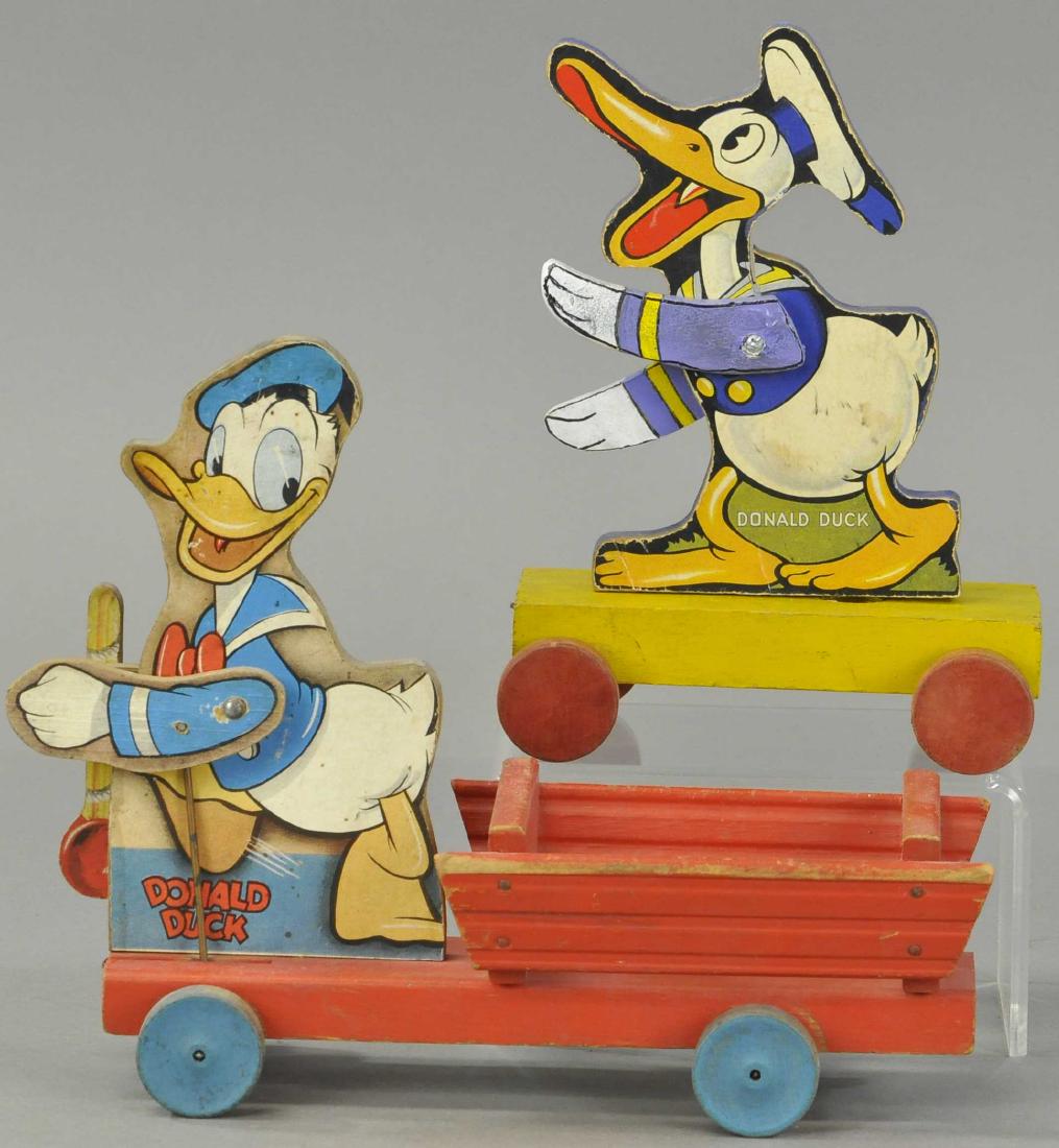 PAIR OF FISHER PRICE DONALD DUCKS: 1253. PAIR OF FISHER PRICE DONALD DUCKS | All Original Condition. | 6.5-11" l.
