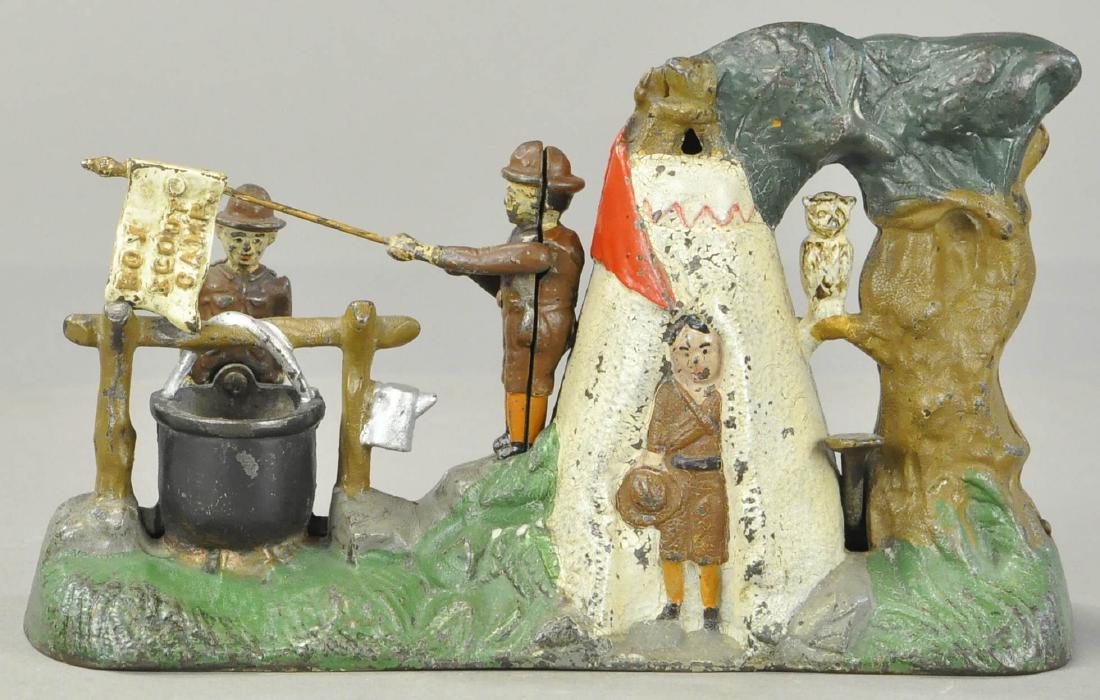 BOY SCOUT CAMP MECHANICAL BANK (1 of 4)