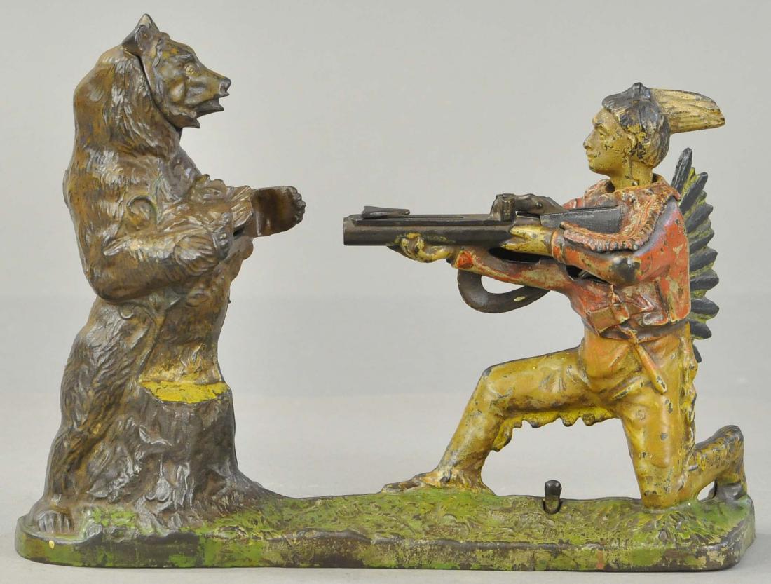 INDIAN SHOOTING BEAR MECHANICAL BANK (1 of 3)
