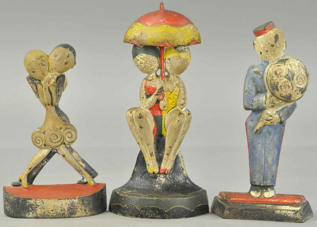 Hubley Doorstops Fish Original Rare Antique Charleston Dancers