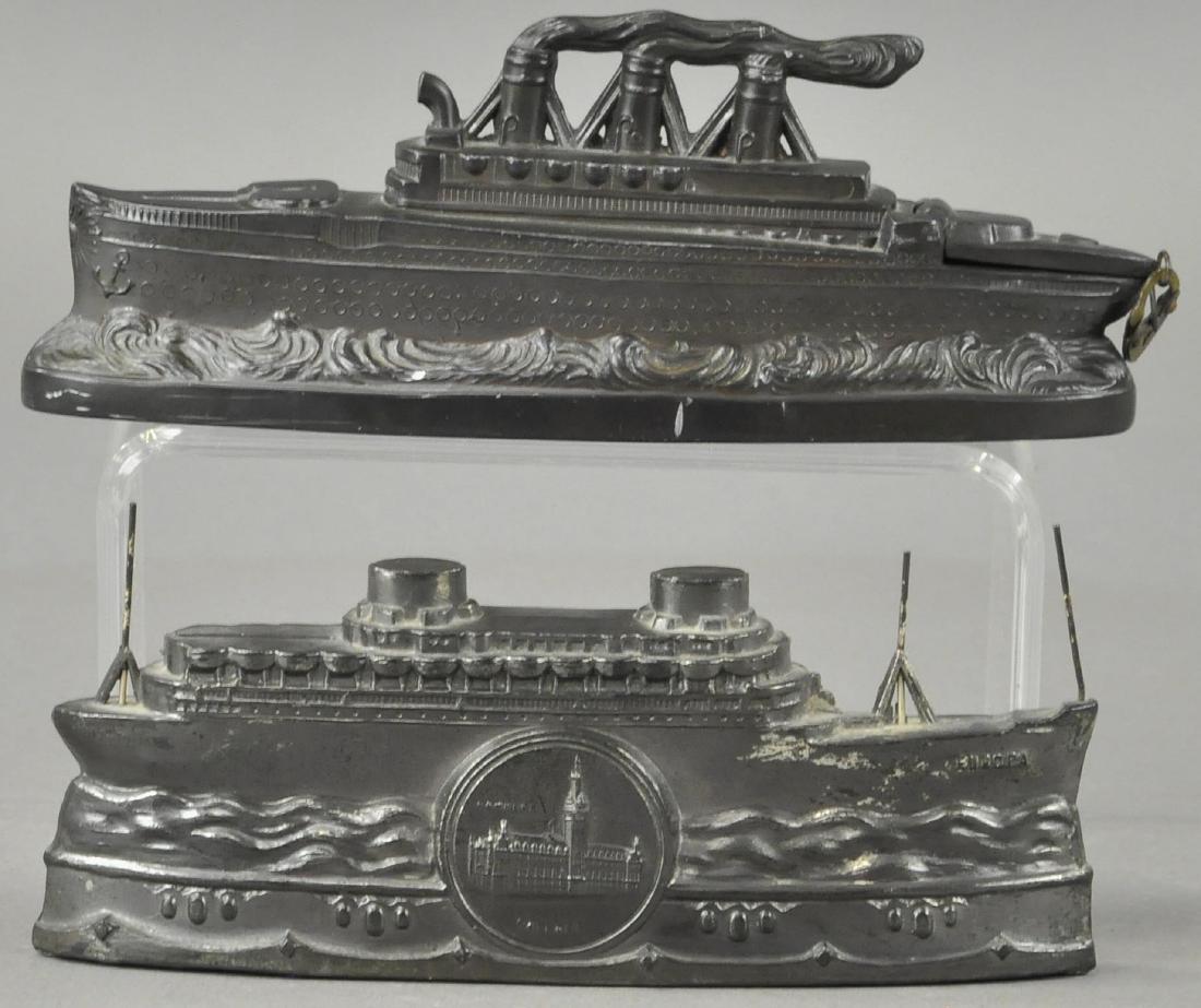 LOT OF TWO SPELTER SHIP BANKS (1 of 2)