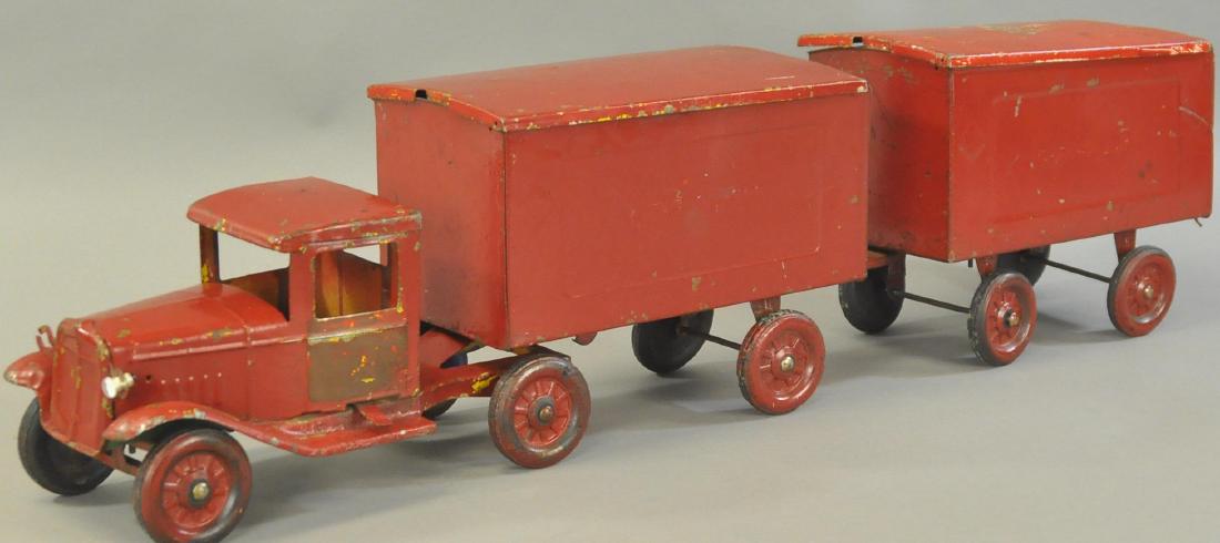 BUDDY L EXPRESS TANDEM TRUCK: 152. BUDDY L EXPRESS TANDEM TRUCK | Overpainted. | 38" l.