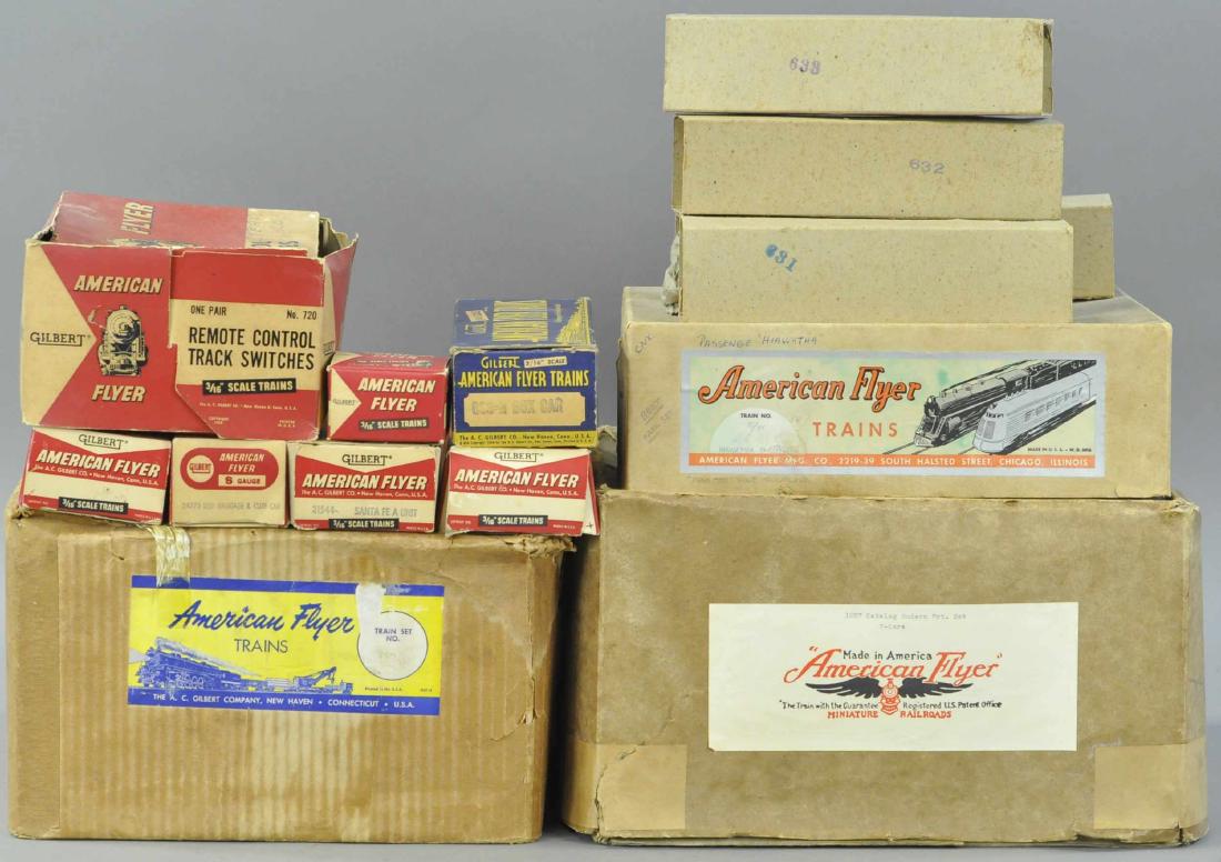 LOT OF AMERICAN FLYER TRAIN BOXES (1 of 2)