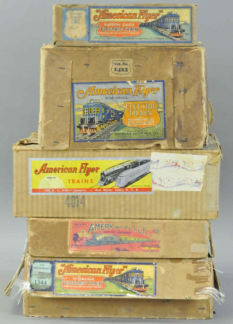 FIVE PREWAR AMERICAN FLYER SET BOXES (1 of 3)