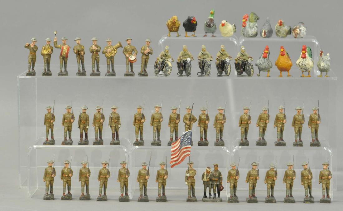 LINEOL MILITARY BOARD, SOLDIERS & FARM FIGURES (1 of 1)