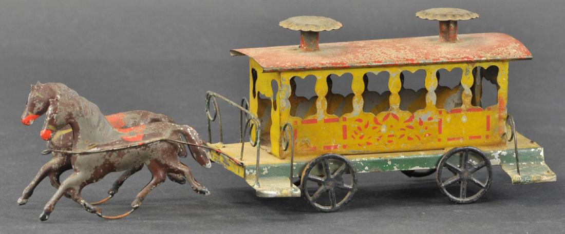 EARLY TIN HORSE DRAWN TROLLEY (1 of 3)