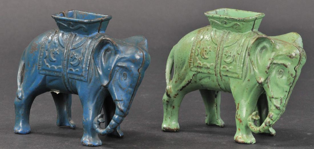 PAIR OF PAINTED ELEPHANT STILL BANKS (1 of 3)
