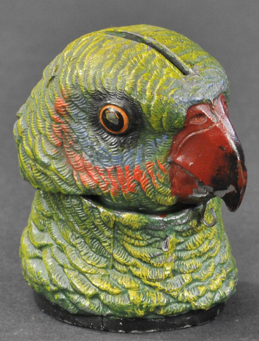 PARROT HEAD SPELTER STILL BANK (1 of 2)