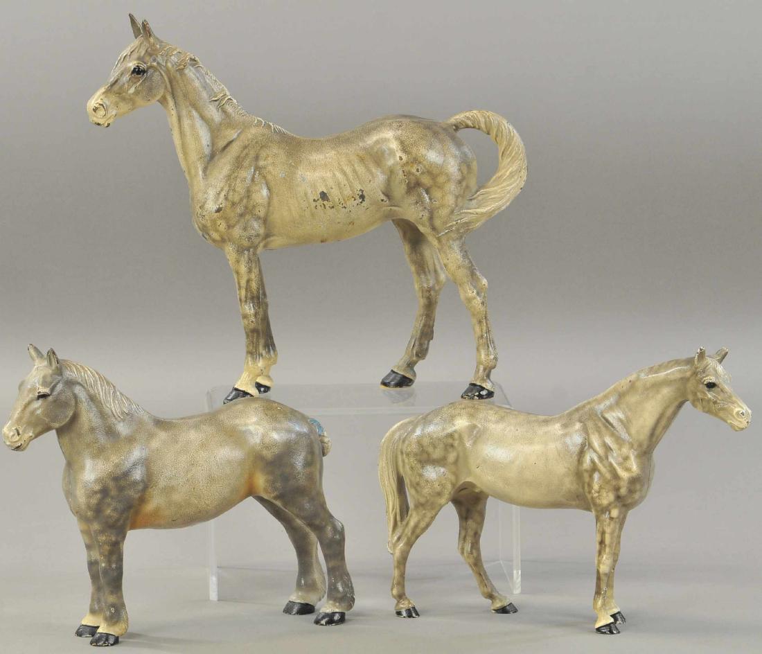 SET OF THREE HUBLEY GREY HORSE DOORSTOPS (1 of 3)