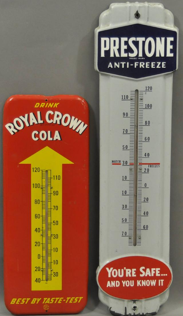 TWO METAL ADVERTISING THERMOMETERS