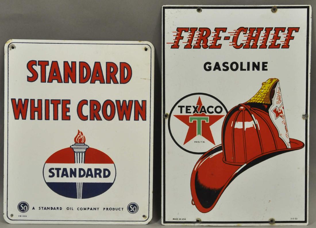 TWO PORCELAIN GASOLINE SIGNS (1 of 2)