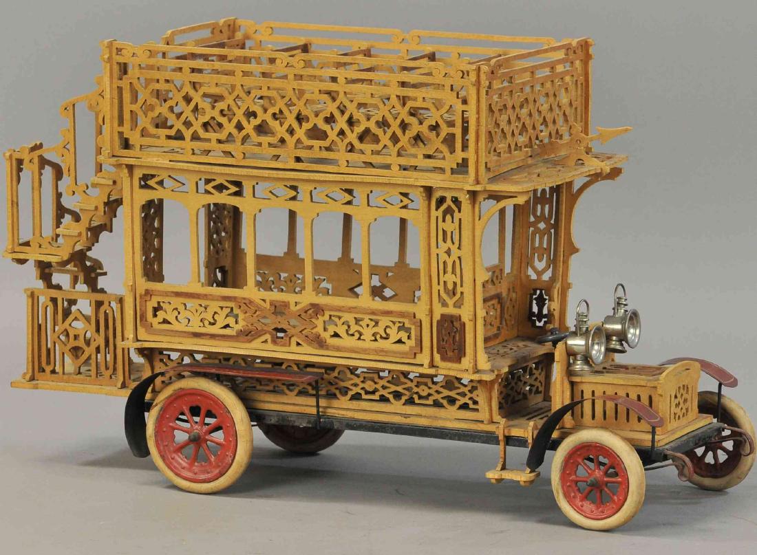LARGE WOODEN FRETWORK DOUBLE DECKER BUS (1 of 3)