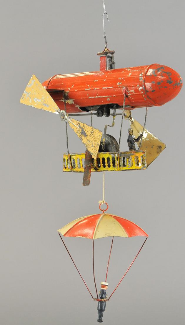 FLYING DIRIGIBLE WITH PARACHUTIST (1 of 5)