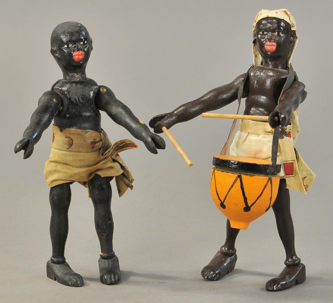 SCHOENHUT TWO NATIVES W/STICKS & DRUMS (1 of 3)