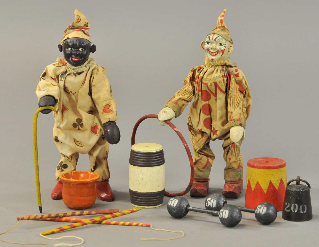 TWO SCHOENHUT CLOWNS & CIRCUS ACCESSORIES (1 of 3)
