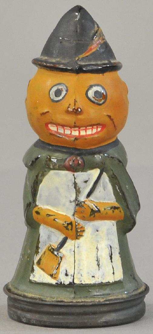 GLASS PUMPKIN HEAD WITCH CANDY CONTAINER (1 of 3)