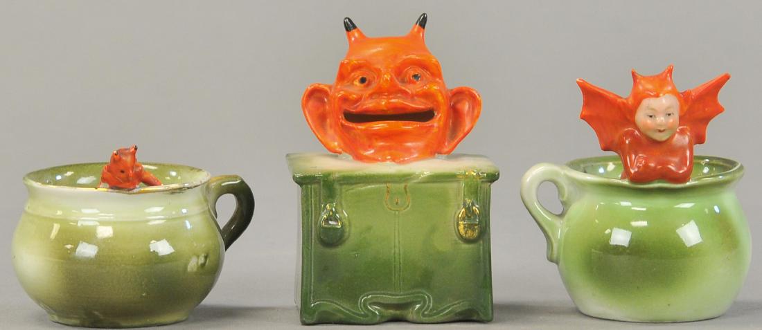 TRIO OF VINTAGE GERMAN PORCELAIN DEVIL CUPS (1 of 3)