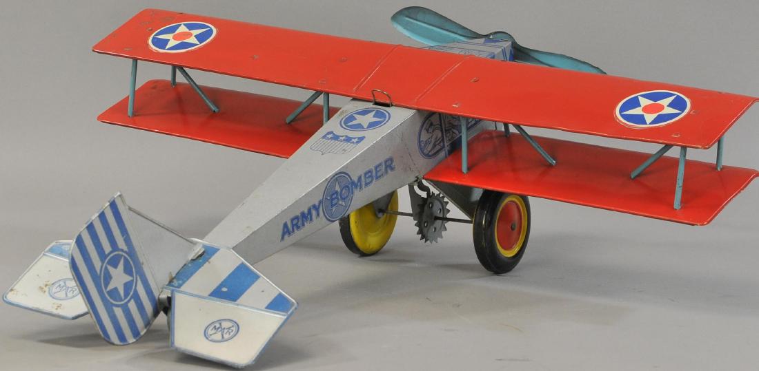 MARX ARMY BOMBER BI-WING AIRPLANE (1 of 3)