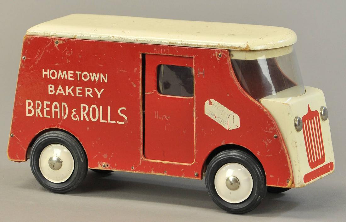 BUDDY L WOODEN HOMETOWN BAKERY VAN: 2076. BUDDY L WOODEN HOMETOWN BAKERY VAN | 12" l.