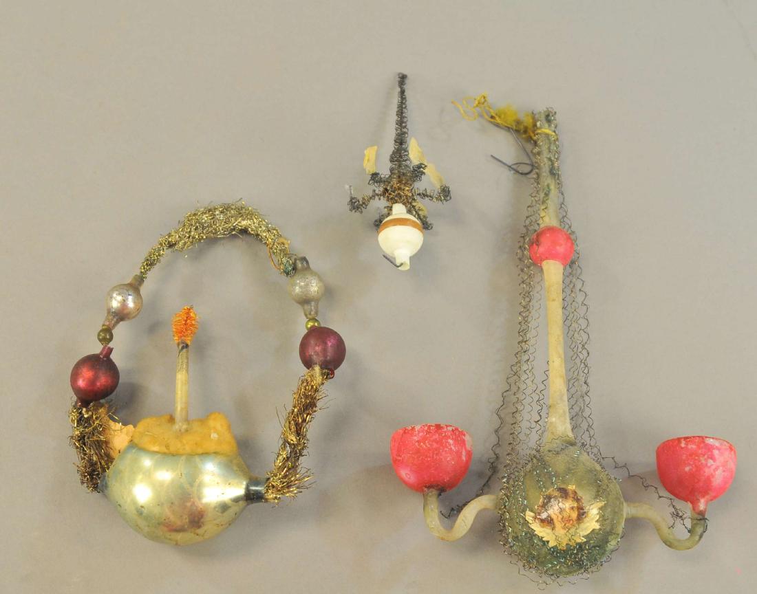 VICTORIAN CHANDLIER AND TWO CANDLE HOLDERS (1 of 2)