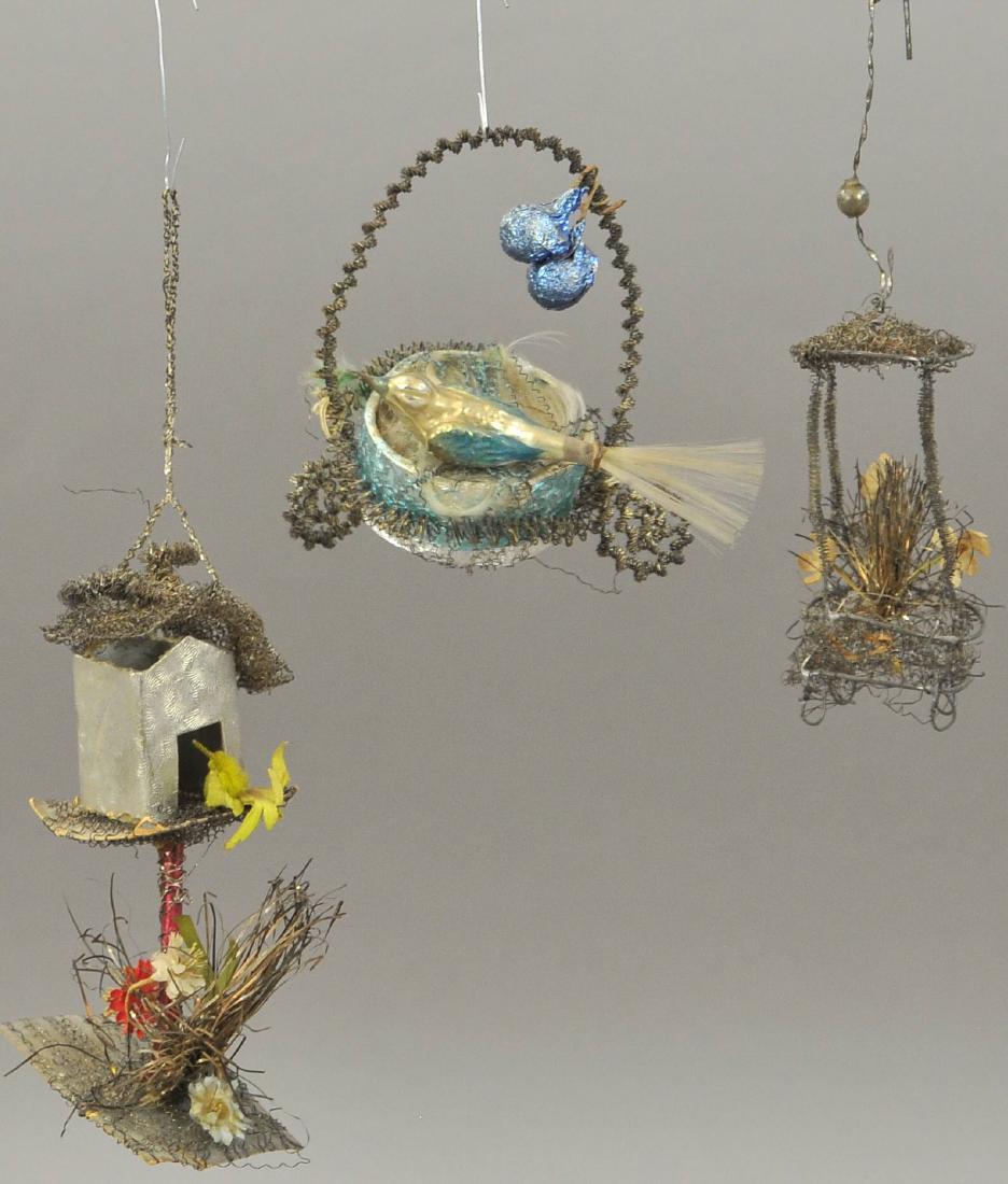 THREE VICTORIAN CHRISTMAS TREE ORNAMENTS