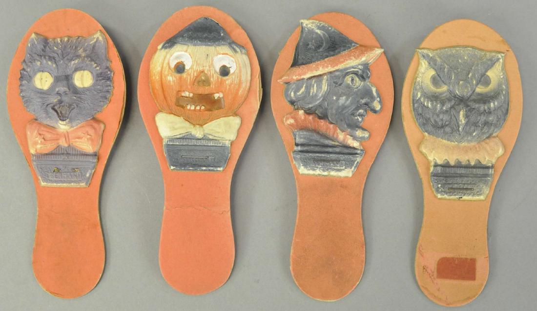 FOUR DUAL-SIDED GERMAN 1920'S CLAPPER NOISEMAKERS (1 of 1)