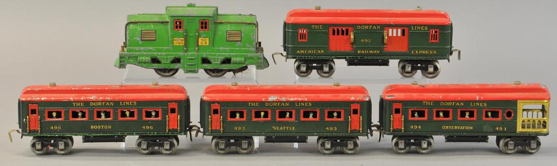 DORFAN LINES PASSENGER SET: 2496. DORFAN LINES PASSENGER SET | O gauge, electric. Loco 8" l.