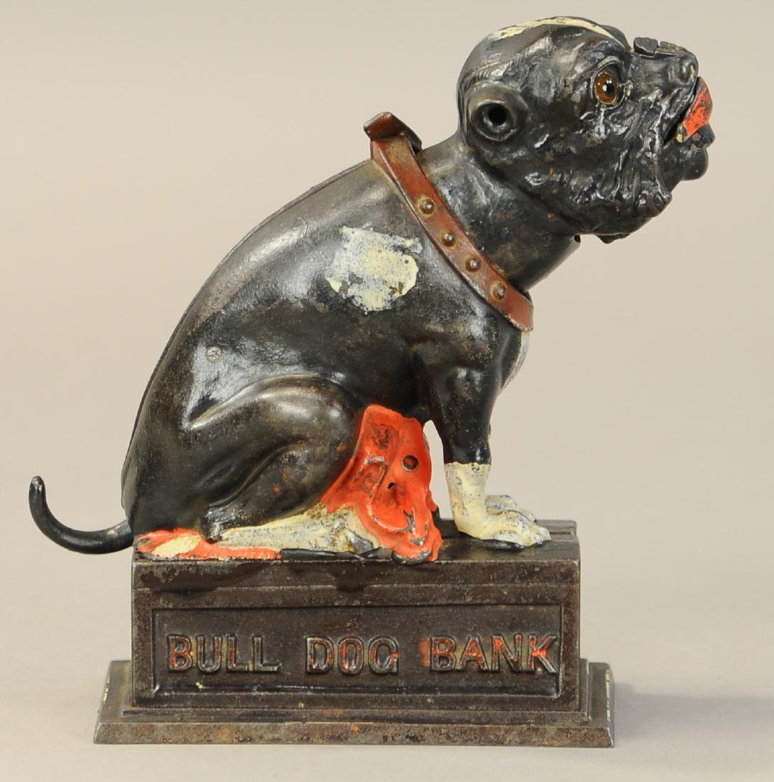 SEATED BULL DOG MECHANICAL BANK - RED (1 of 3)