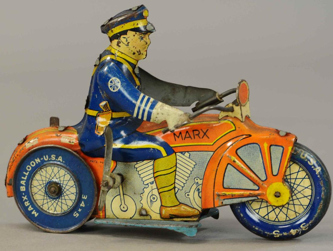 MARX ROLLOVER POLICE MOTORCYCLE VARIATION (1 of 3)