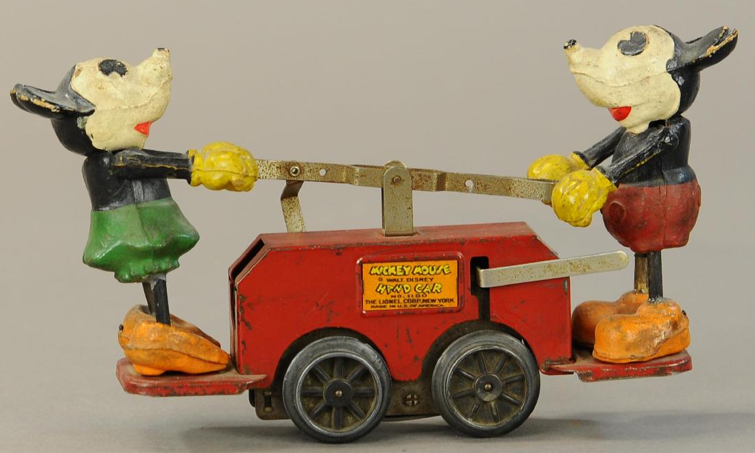 LIONEL MICKEY AND MINNIE HAND CAR: 196. LIONEL MICKEY AND MINNIE HAND CAR | 9" l.