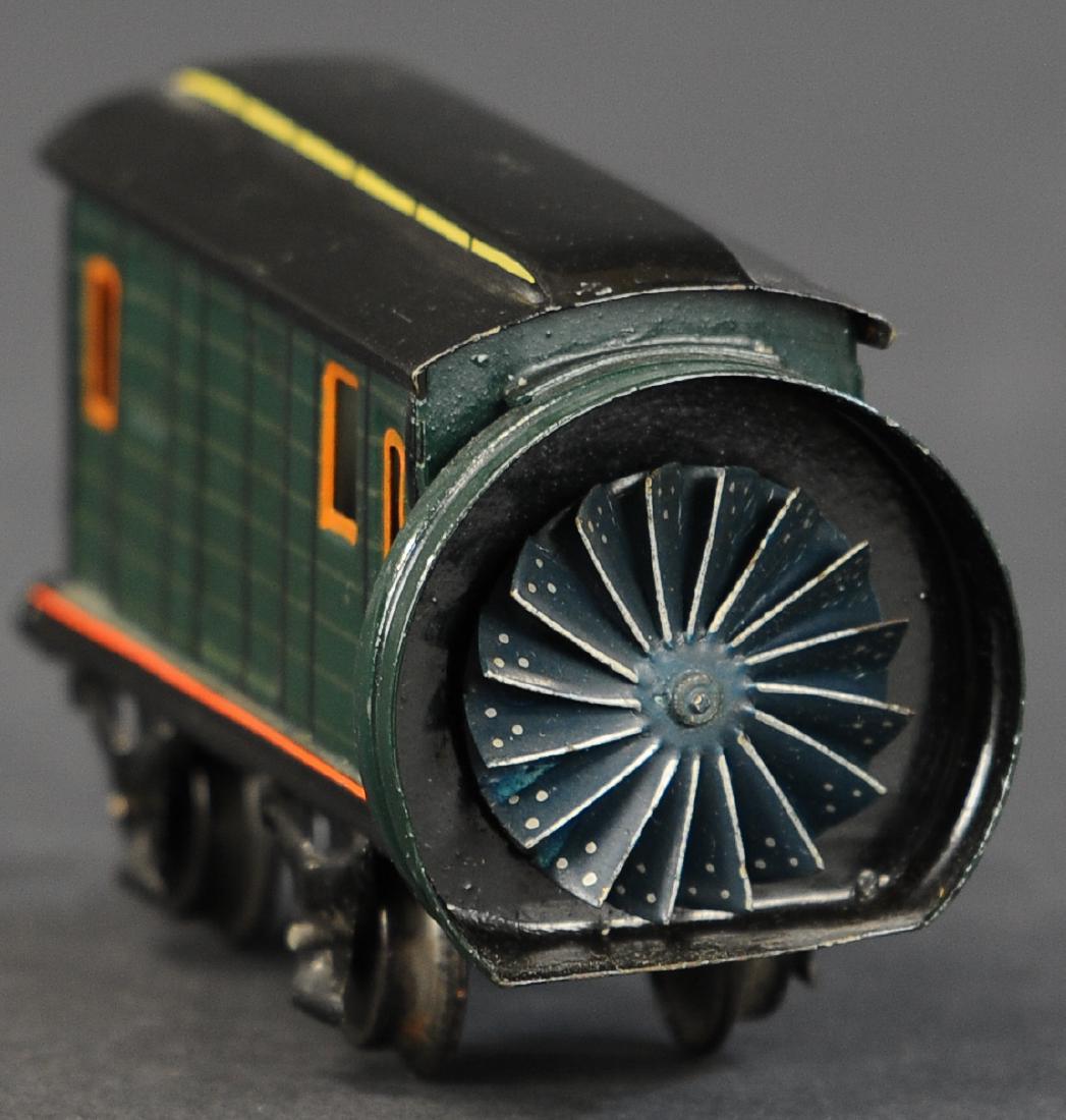 MARKLIN SNOW BLOWER O GAUGE: 728. MARKLIN SNOW BLOWER O GAUGE | Spring belt from axle drives the blades of the snow blower. | 5" l.