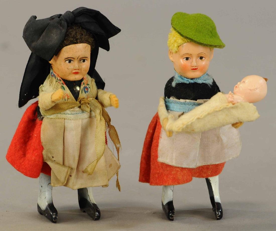 SCHUCCO BAVARIAN FAMILY TOYS: 112. SCHUCCO BAVARIAN FAMILY TOYS | 5" h. | Girl figure needs adjustment, otherwise in All Original Condition. | $150 - $300