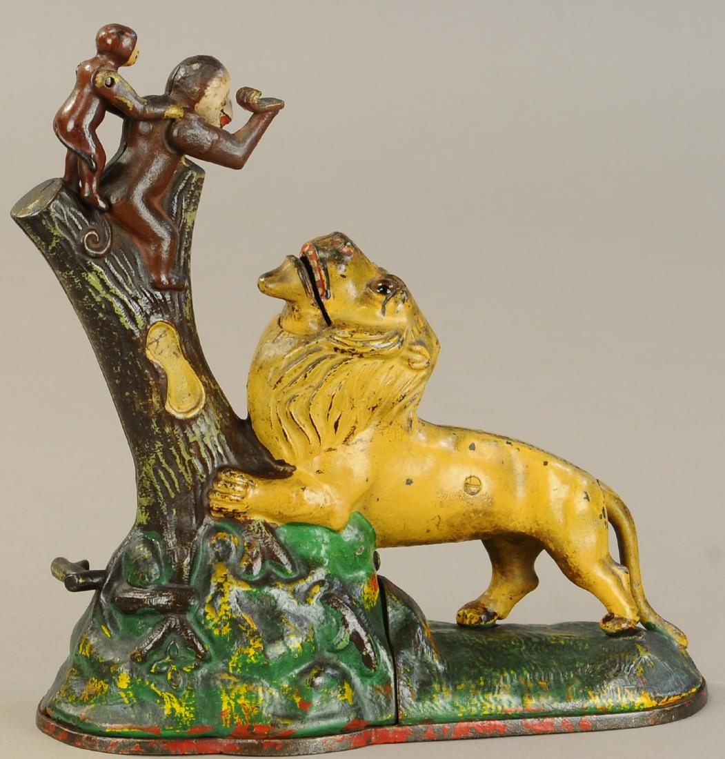 LION AND MONKEYS MECHANICAL BANK - DOUBLE PEANUT (1 of 3)