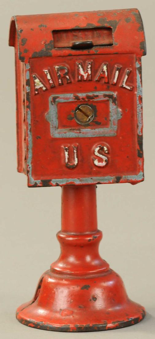AIRMAIL BANK ON BASE STILL BANK: 22. AIRMAIL BANK ON BASE STILL BANK | Dent Hardware Co. | 6.5" h. | Replaced screw, otherwise (VG-Exc. Cond.) | $300 - $500