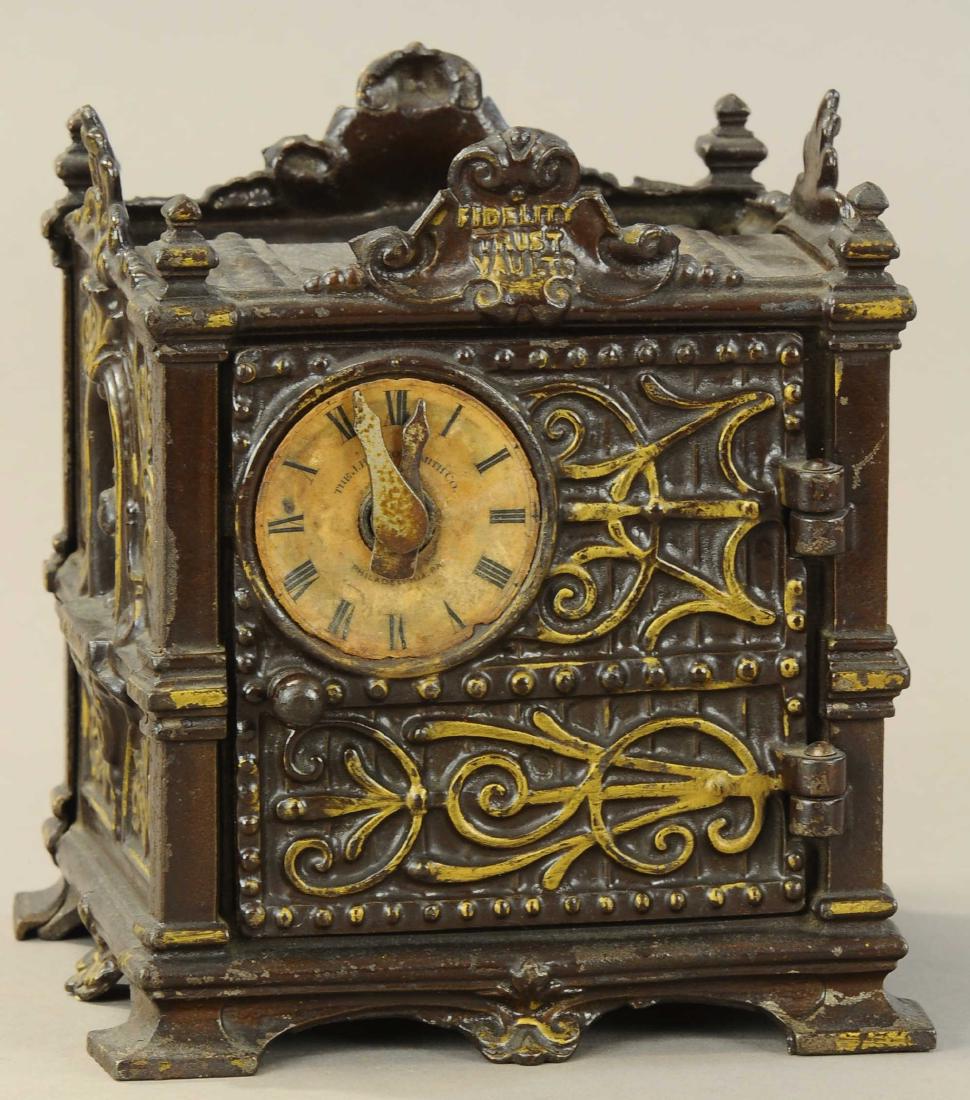 LORD FAUNTLEROY FIDELITY TRUST VAULT STILL BANK: 132. LORD FAUNTLEROY FIDELITY TRUST VAULT STILL BANK | J. Barton Smith Co., c. 1890. | 6.5" h. | (Exc.-Pristine Cond.) | $500 - $800