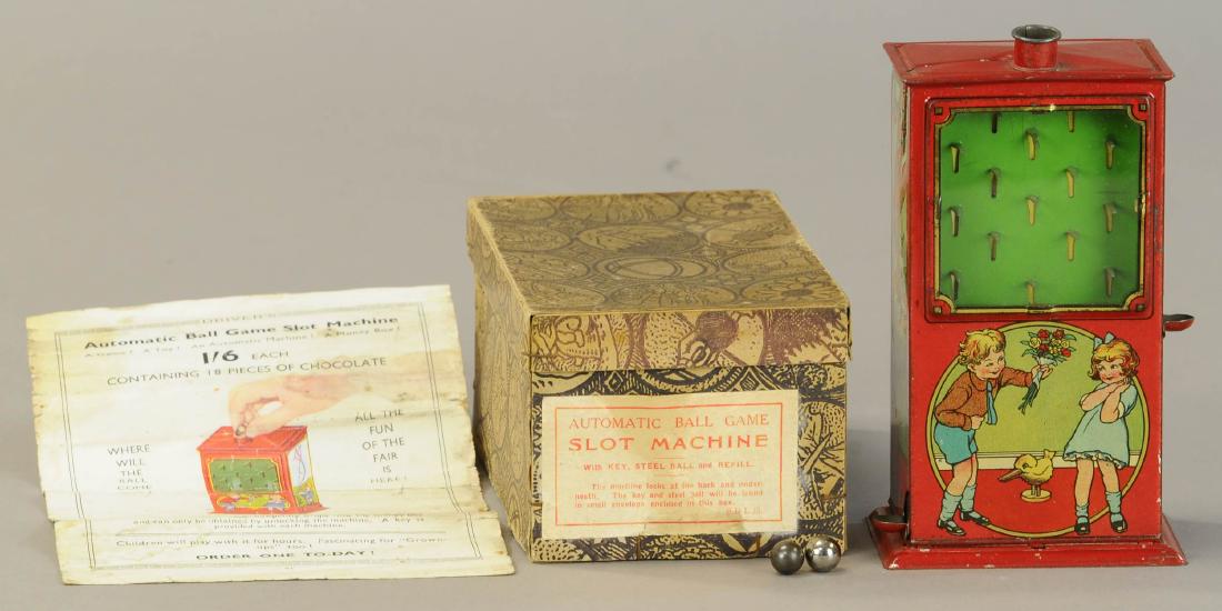 BOXED SLOT MACHINE PIN BALL MECHANICAL BANK: 188. BOXED SLOT MACHINE PIN BALL MECHANICAL BANK | $400 - $600