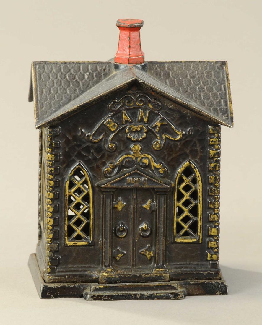 1882 CHURCH BANK STILL BANK: 265. 1882 CHURCH BANK STILL BANK | Kyser & Rex. | 5.5" h. | (Exc.-Pristine Cond.) | $400 - $800